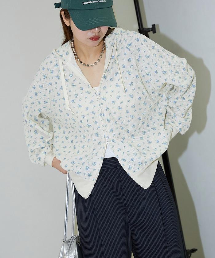 華夫格花紋雙拉鍊帽衫