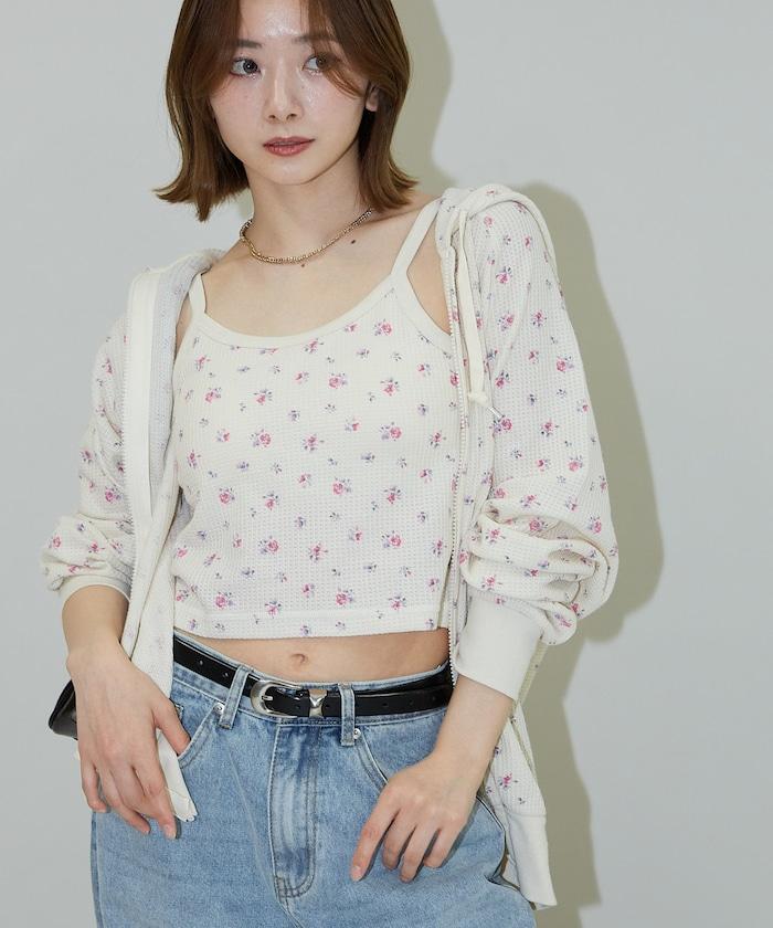 華夫格花紋雙拉鍊帽衫