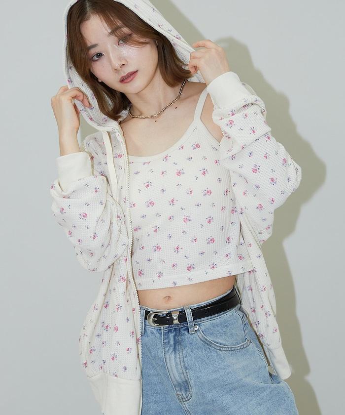 華夫格花紋雙拉鍊帽衫