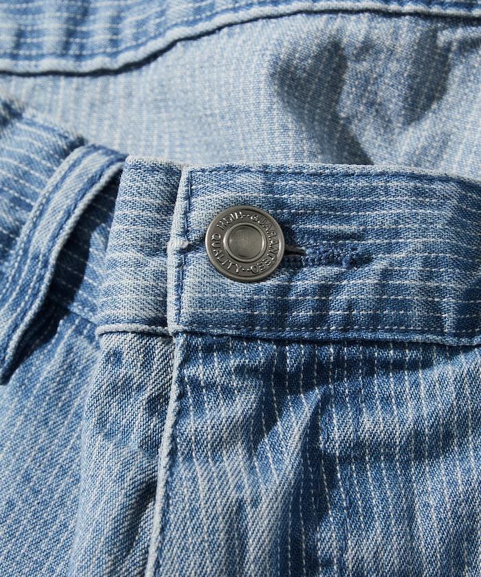 寬鬆剪裁 復古加工 雙膝 胡桃木紋牛仔短褲