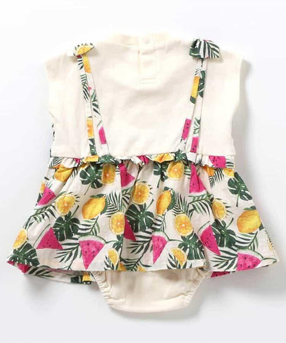 【連衣裙】格紋·夏季水果圖案女童連體褲