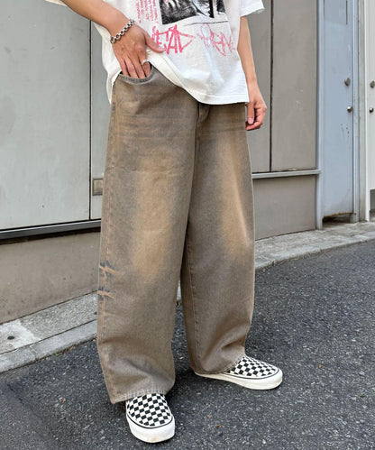 超大鬆緊牛仔褲