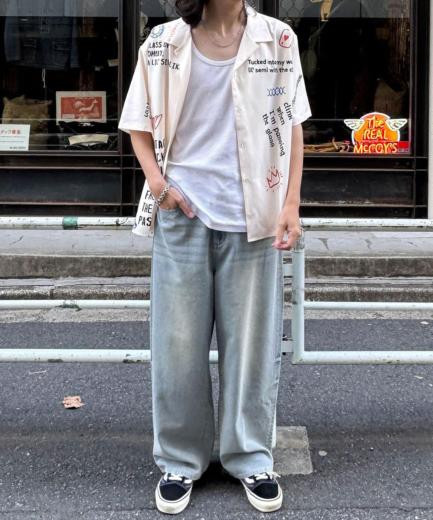 超大鬆緊牛仔褲