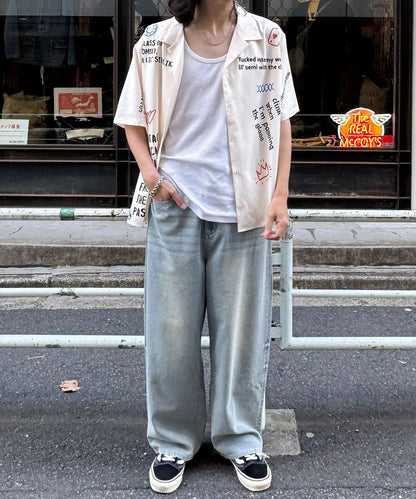 超大鬆緊牛仔褲