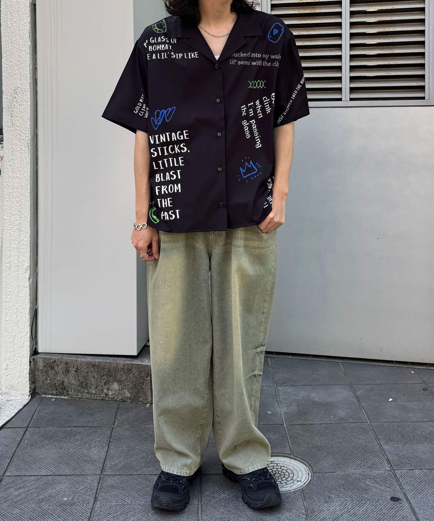 超大鬆緊牛仔褲