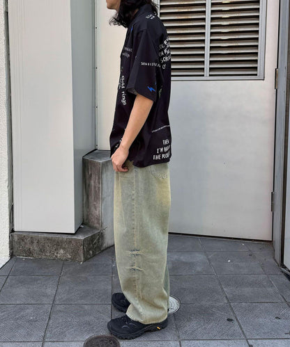 超大鬆緊牛仔褲