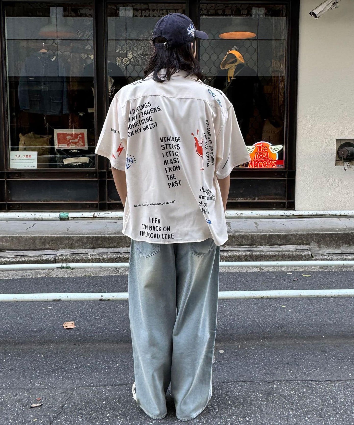 超大鬆緊牛仔褲