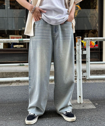 超大鬆緊牛仔褲