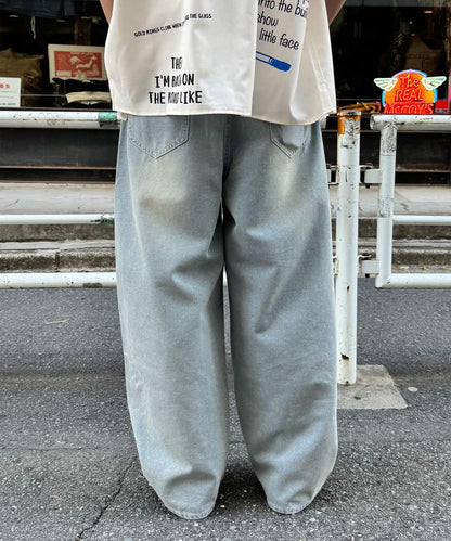 超大鬆緊牛仔褲