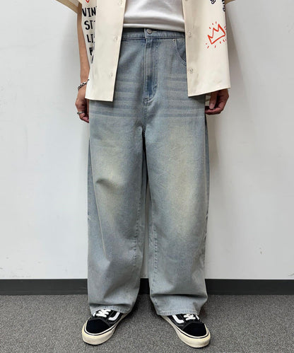 超大鬆緊牛仔褲