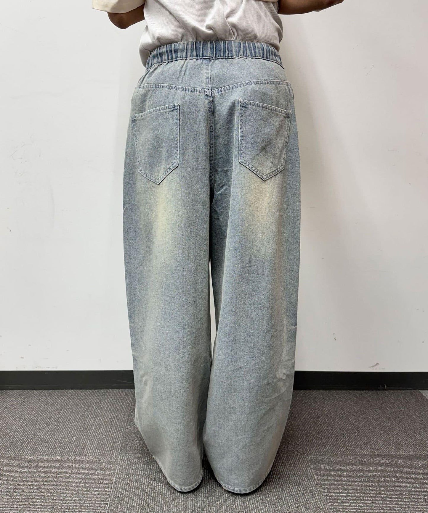 超大鬆緊牛仔褲