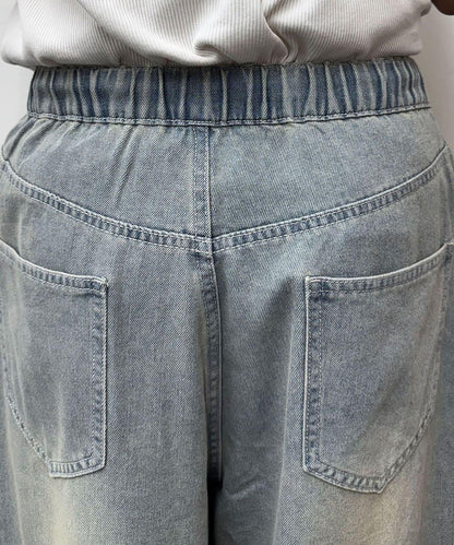 超大鬆緊牛仔褲