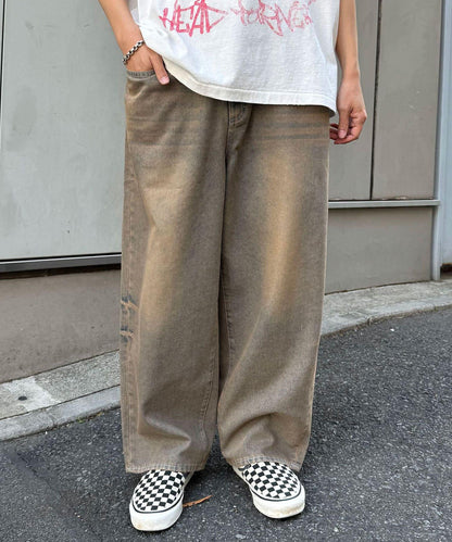超大鬆緊牛仔褲