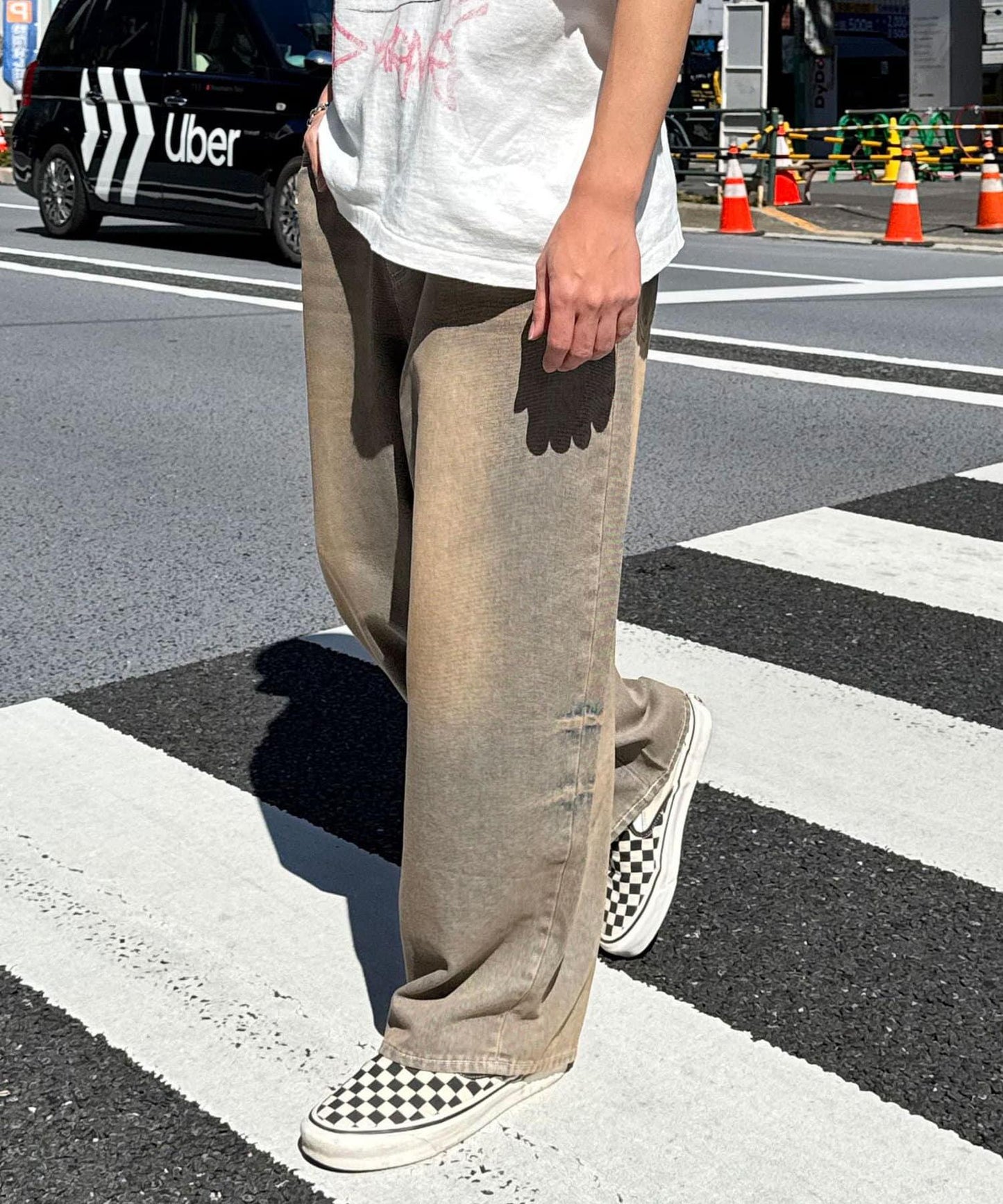 超大鬆緊牛仔褲