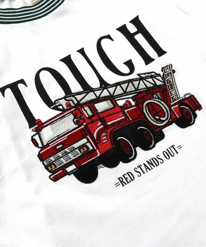 恐龍消防車主題刺繡T恤