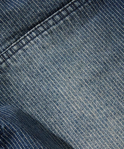 寬鬆剪裁 復古加工 雙膝 胡桃木紋牛仔短褲