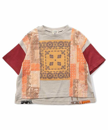 【兒童款】印花拼接頭巾T恤