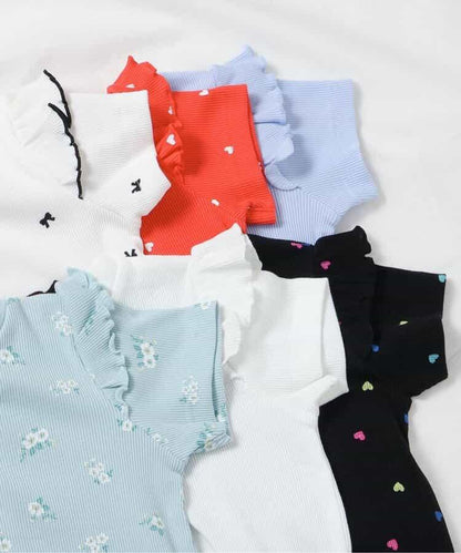 袖口荷葉邊T恤/七日風格