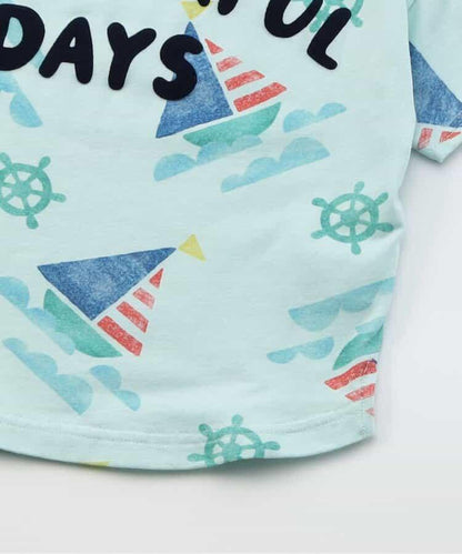 大號冰淇淋和遊艇圖案T恤