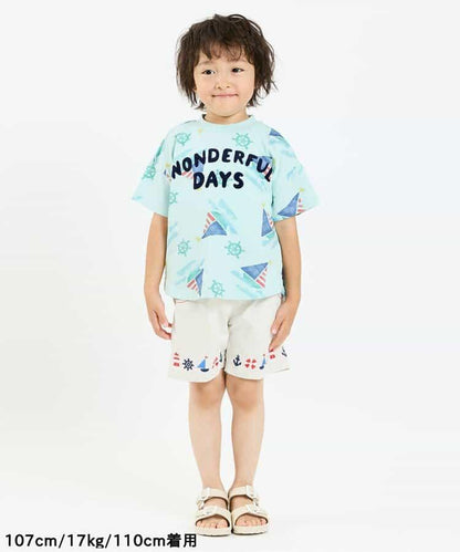 大號冰淇淋和遊艇圖案T恤