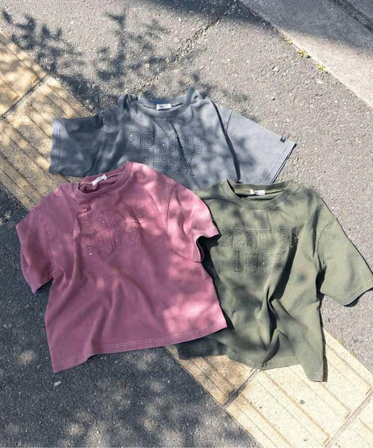 顏料風刺繡logo T-shirt