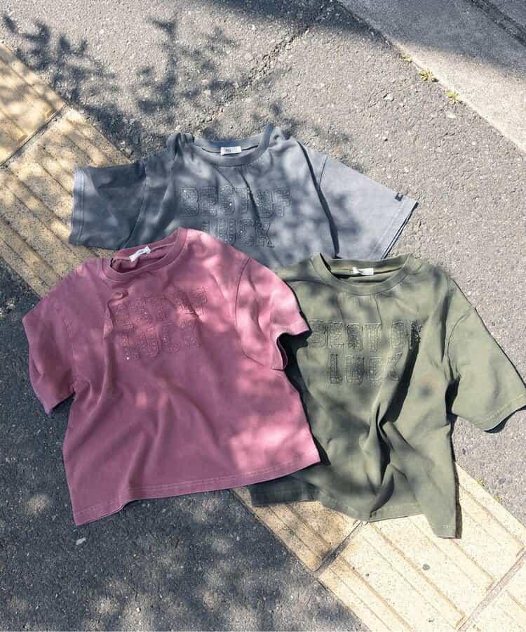 顏料風刺繡logo T-shirt