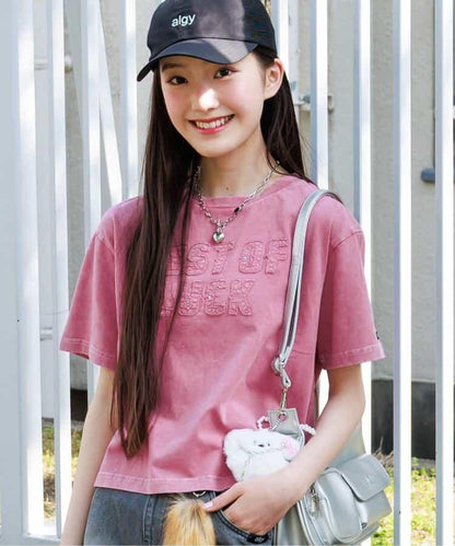 顏料風刺繡logo T-shirt