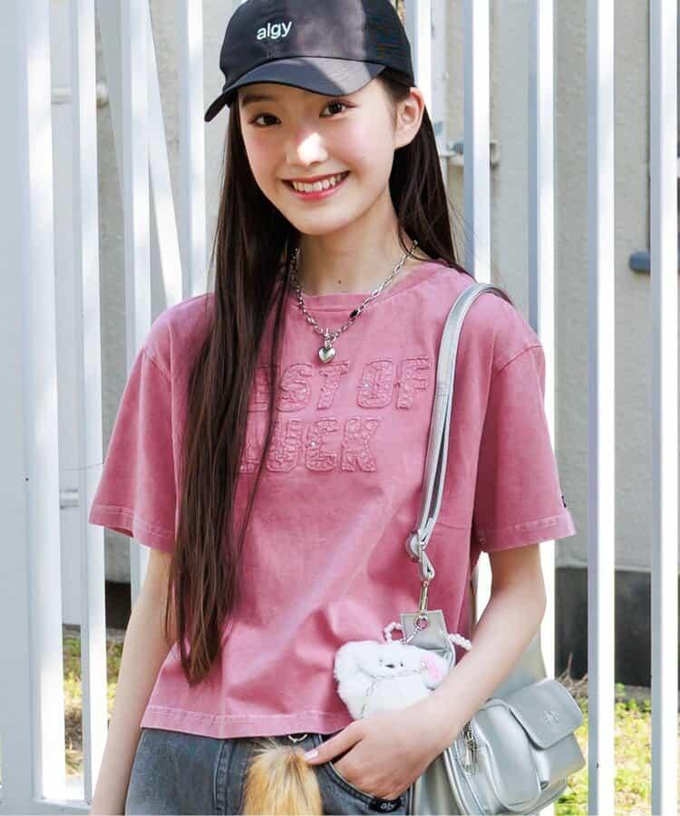 顏料風刺繡logo T-shirt