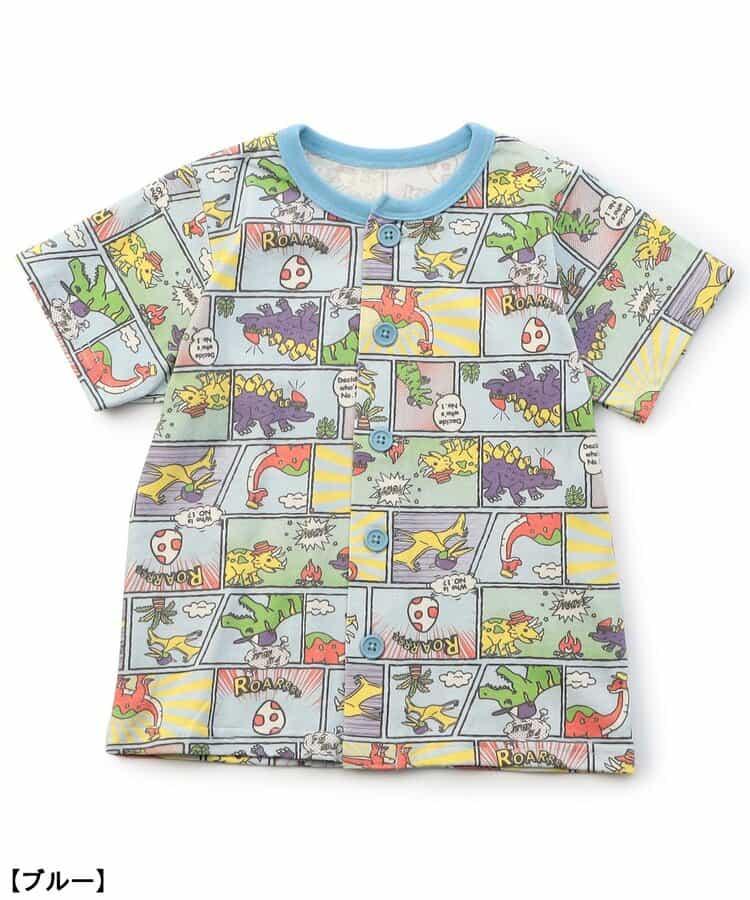 前開涼爽睡衣 恐龍漫畫圖案_接觸冷感