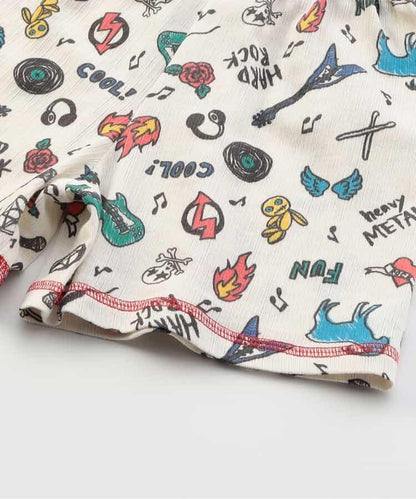 針織睡衣 搖滾圖案