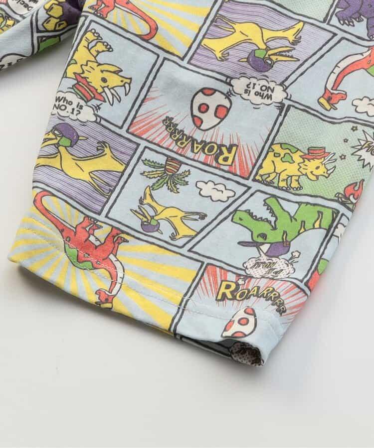 前開涼爽睡衣 恐龍漫畫圖案_接觸冷感