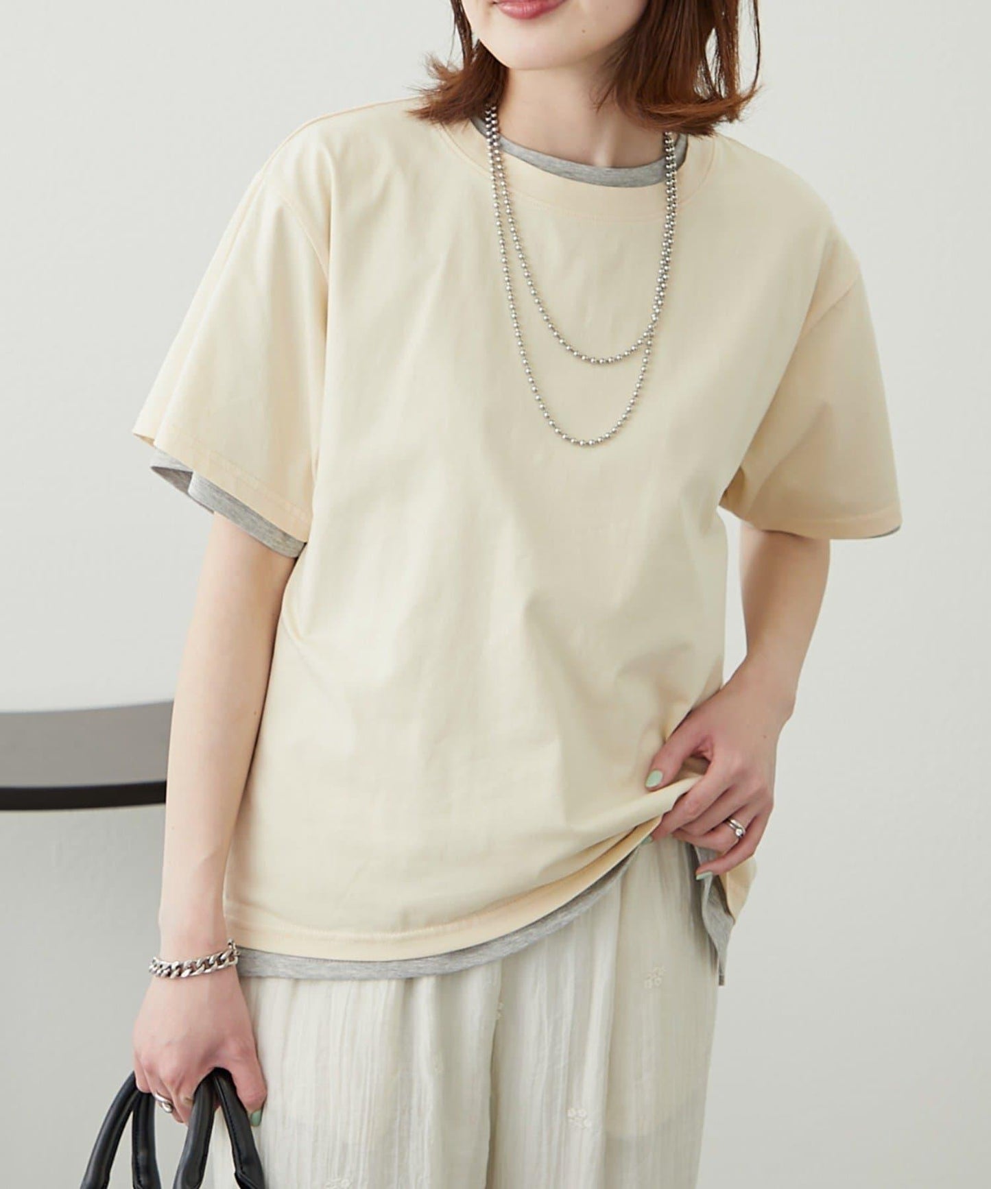 【柳樹】彩色疊層一點刺繡T恤