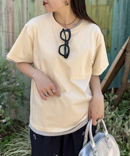 【柳樹】彩色疊層一點刺繡T恤