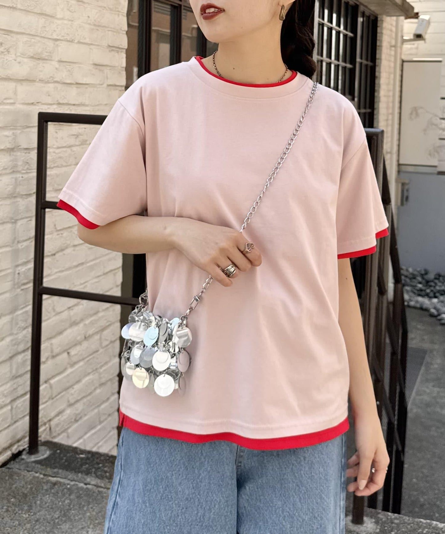 【柳樹】彩色疊層一點刺繡T恤