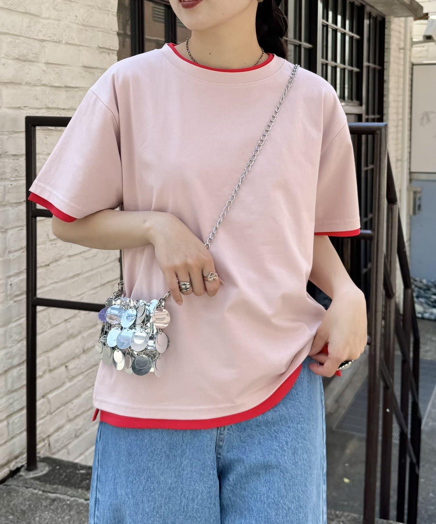 【柳樹】彩色疊層一點刺繡T恤