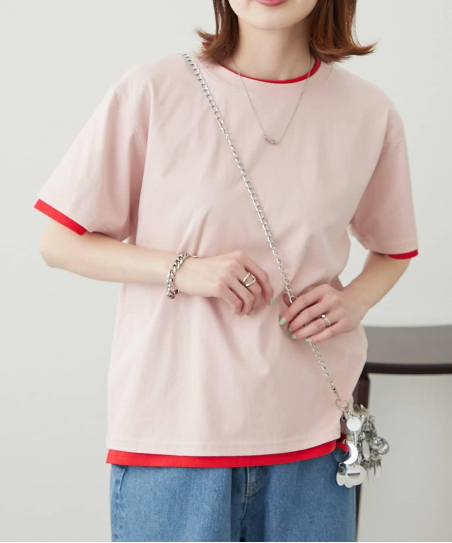 【柳樹】彩色疊層一點刺繡T恤