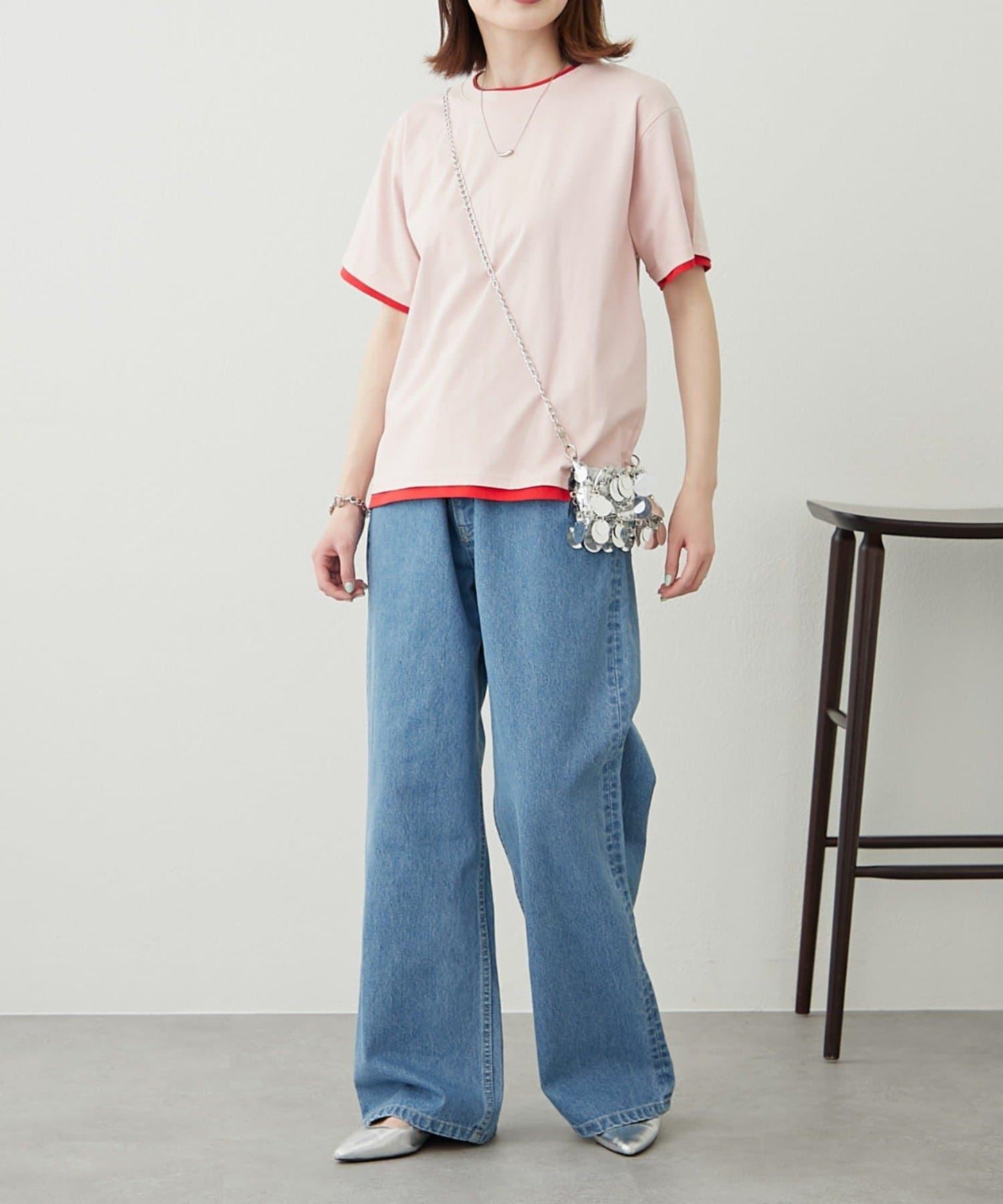 【柳樹】彩色疊層一點刺繡T恤