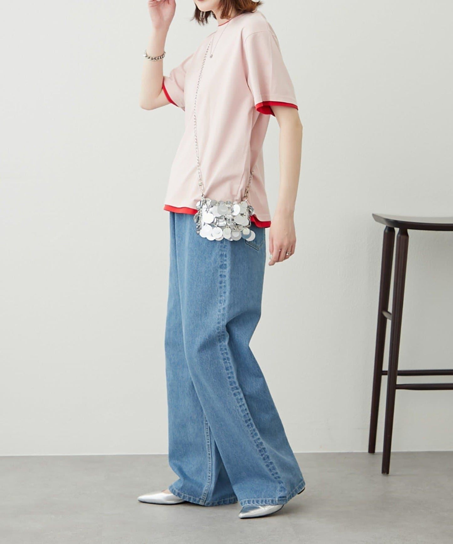 【柳樹】彩色疊層一點刺繡T恤