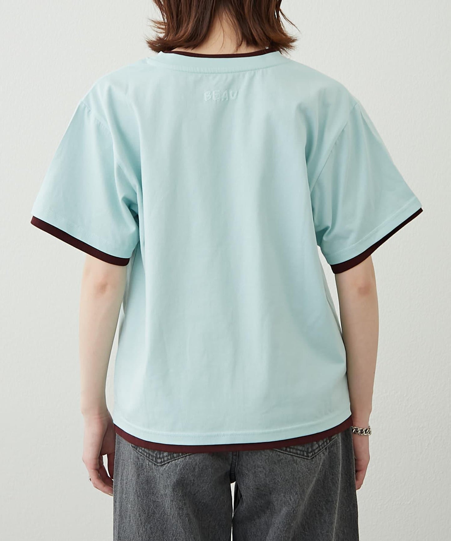 【柳樹】彩色疊層一點刺繡T恤