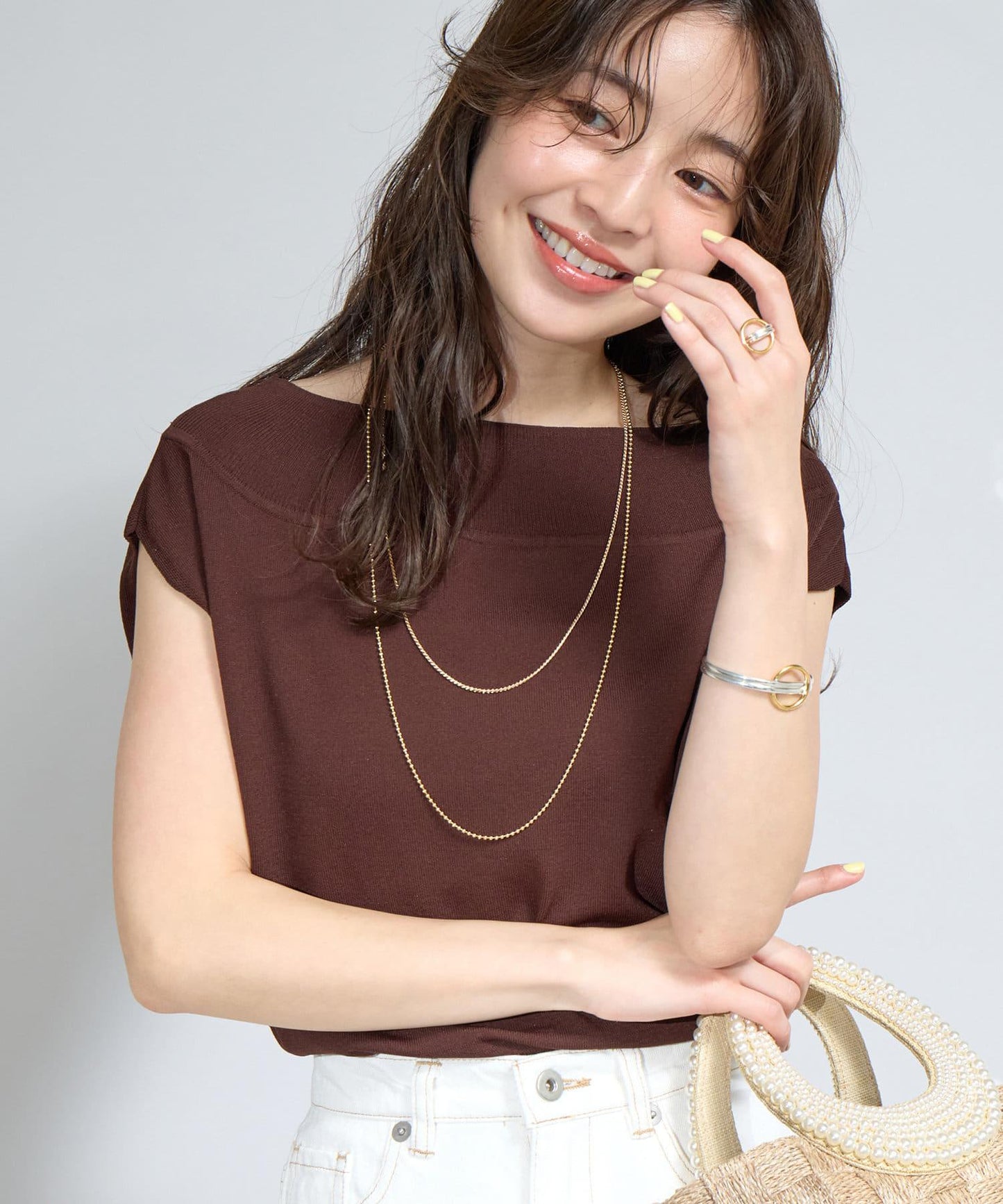 【最強美人效果】冷感防曬露肩法式針織衫