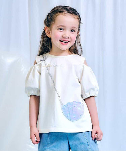 草編單肩包露肩T恤