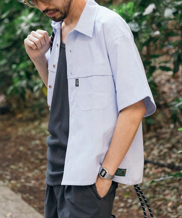 聯名 牛津紡 釣魚口袋 短款 短袖襯衫