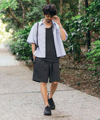 聯名 牛津紡 釣魚口袋 短款 短袖襯衫