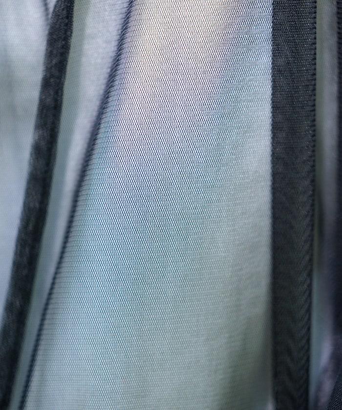 <驅蟲效果>蚊帳 齊褶泡泡袖蕾絲襯衫