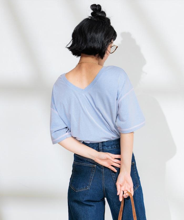 <接觸冷感>混紡 2WAY V領T恤【限定推出】