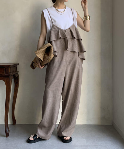 【限定】荷葉邊背心連體褲