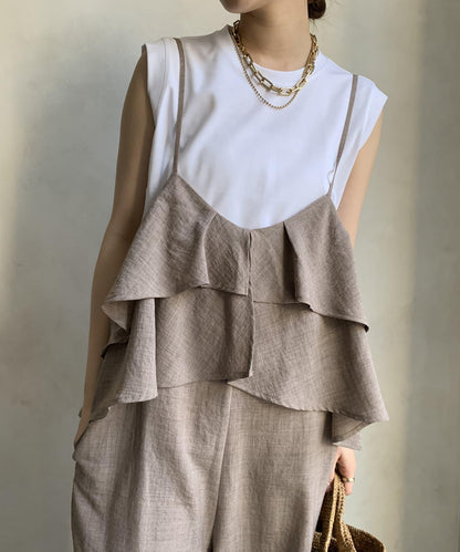 【限定】荷葉邊背心連體褲