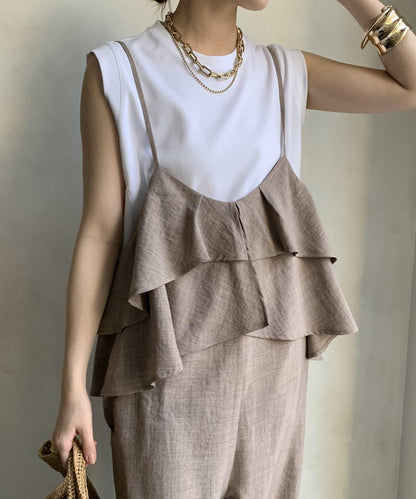 【限定】荷葉邊背心連體褲