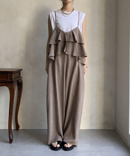 【限定】荷葉邊背心連體褲