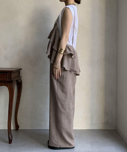 【限定】荷葉邊背心連體褲